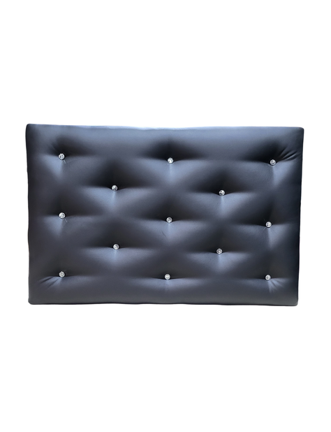 RESPALDO DE 1 PLAZA CUERO NEGRO BOTON DIAMANTE -1