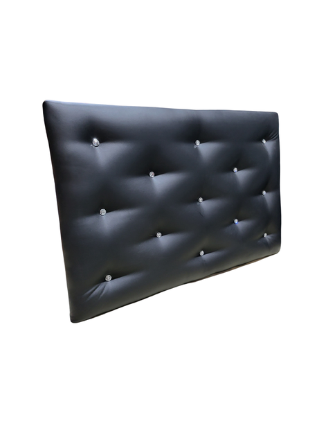RESPALDO DE 1 PLAZA CUERO NEGRO BOTON DIAMANTE -2