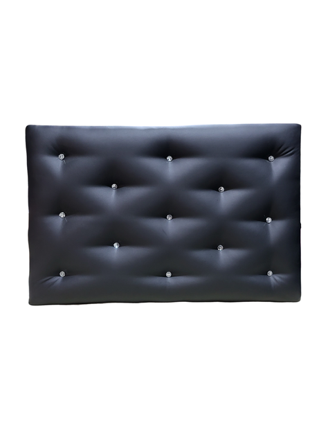 RESPALDO DE 1 PLAZA CUERO NEGRO BOTON DIAMANTE -3