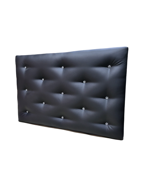 RESPALDO DE 1 PLAZA CUERO NEGRO BOTON DIAMANTE -4