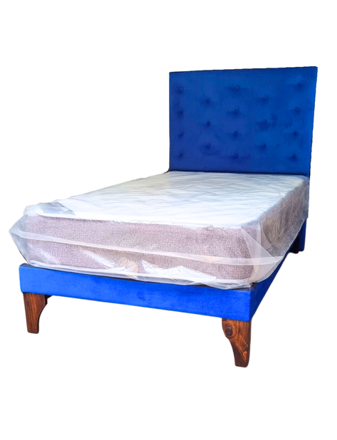 Cama 1.5P +Respaldo Azul Rey a Piso + Colchón -2
