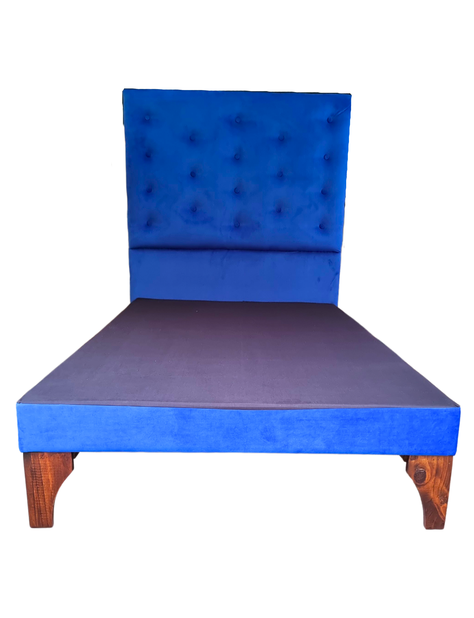 Cama 1.5P +Respaldo Azul Rey a Piso + Colchón -4