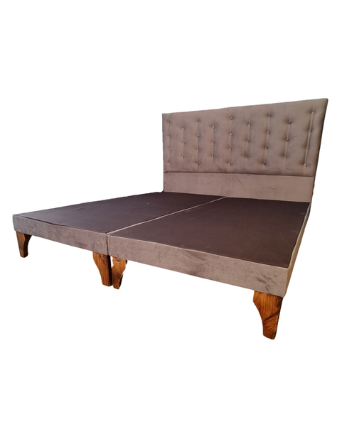 Base Europea Div King + Respaldo Gris Felpa a Piso-2