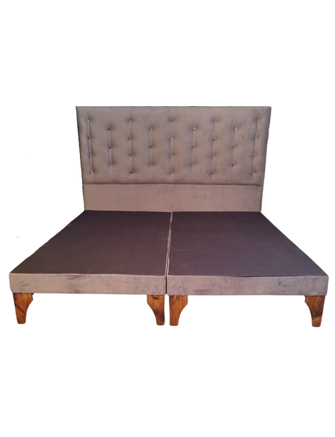 Base Europea Div King + Respaldo Gris Felpa a Piso-0