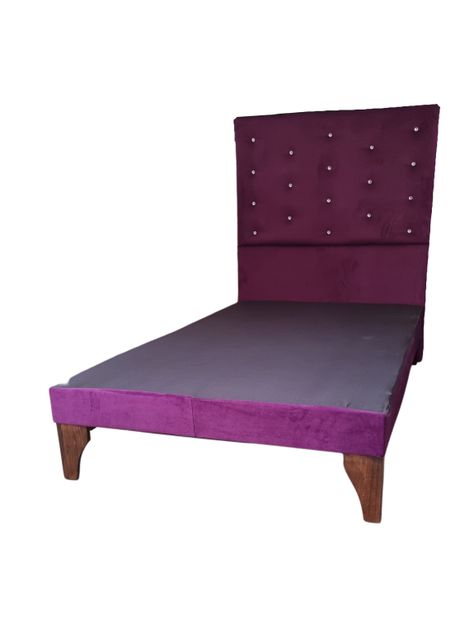 Base Cama Europea 1.5 plazas + Respaldo a Piso Morado Felpa Diamante-2