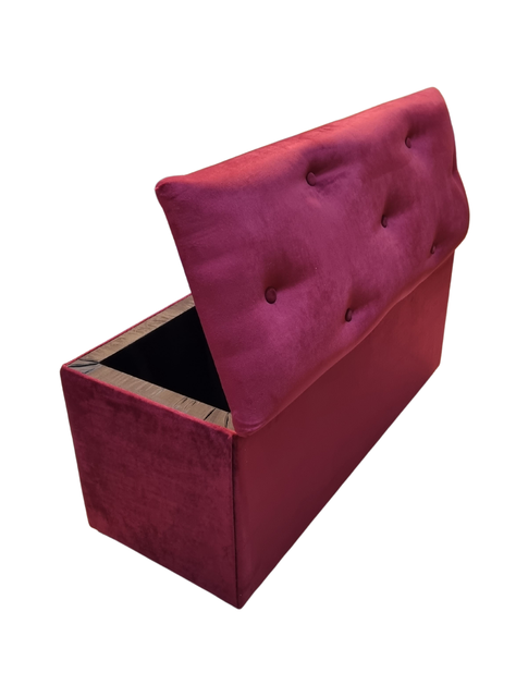 Baul Botone XL Burdeo Felpa  105X40X50X40 Rimar-2