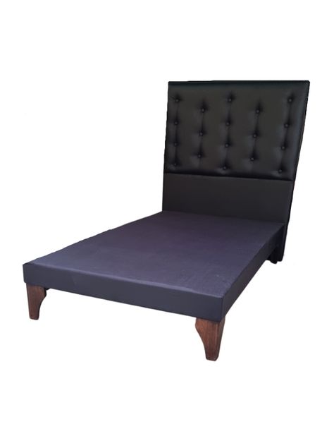 Base Cama Europea 1.5 plazas + Respaldo a Piso Negro Eco Cuero-2