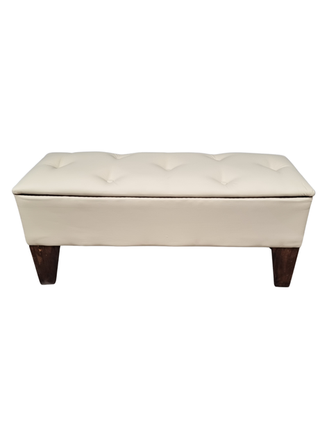 Banqueta  Baúl Botone Beige Eco Cuero Rimar-0
