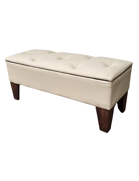 Banqueta  Baúl Botone Beige Eco Cuero Rimar-2