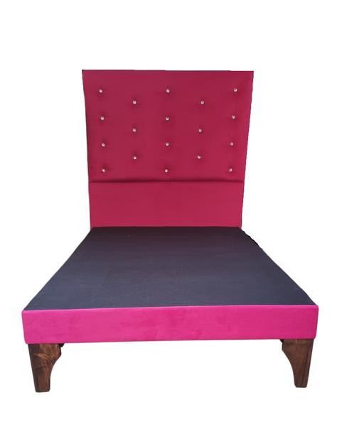 Cama 1.5P + Respaldo Fucsia a Piso + Colchón -6