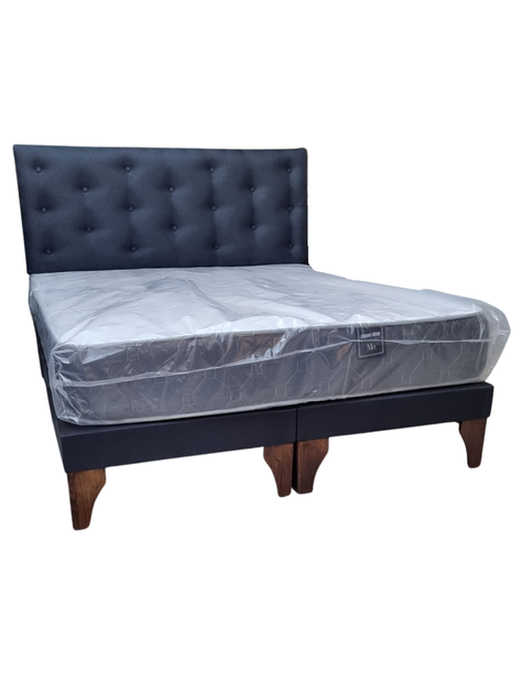 Cama Europea 2plazas Negro Lino-1