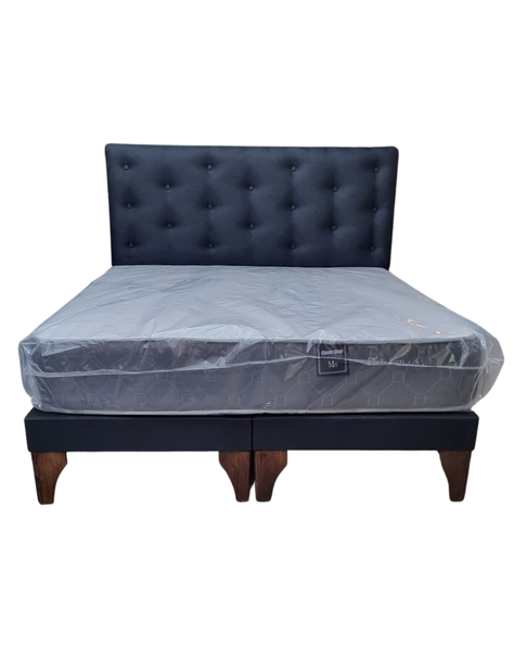 Cama Europea 2plazas Negro Lino-0