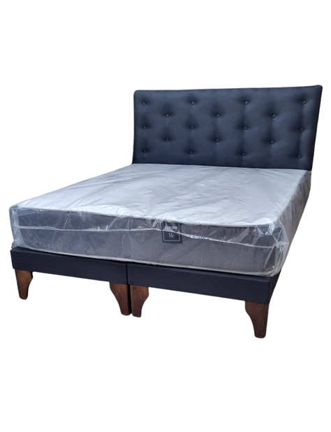 Cama Europea 2plazas Negro Lino-2