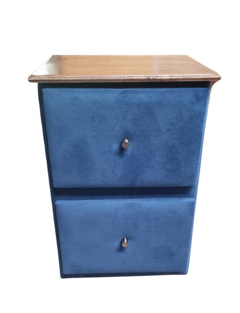 Velador Doble Cajón Azul Felpa-0