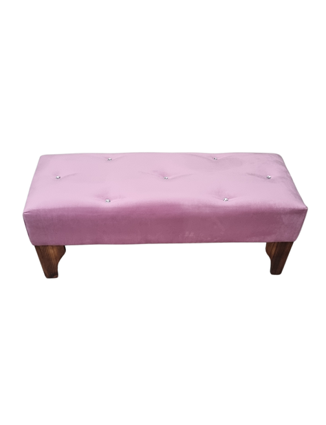 Banqueta Botone Palo Rosa Felpa Diamante -0