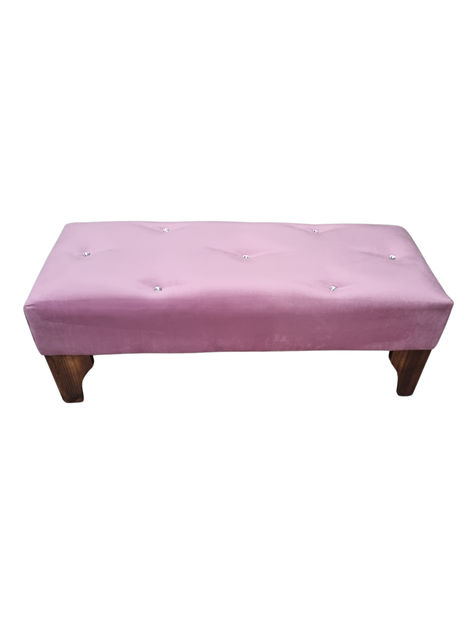 Banqueta Botone Palo Rosa Felpa Diamante -4