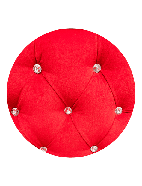BANQUETA BAUL CON BRAZOS FELPA ROJO BOTON DIAMANTE -4