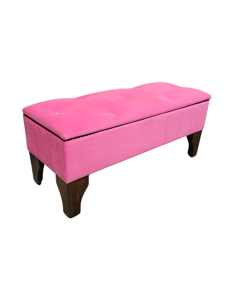 Banqueta Baul Botoné Rosado Diamante Felpa-1