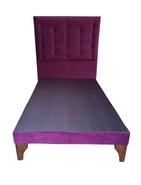 Cama 1.5 Plazas Respaldo Morado a Piso + Colchón-4