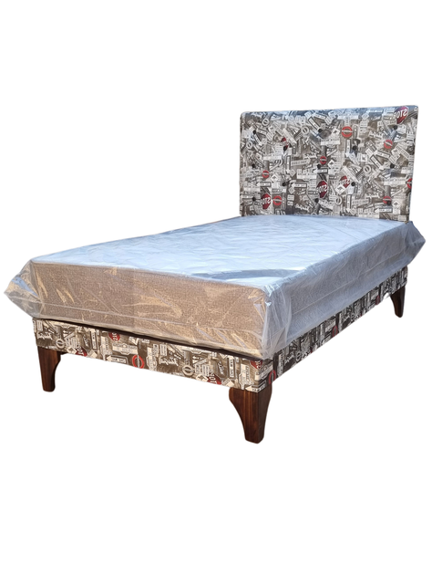 Cama Europea 1.5P Respaldo One Whay Colchon Resorte Bonnell Marver -2
