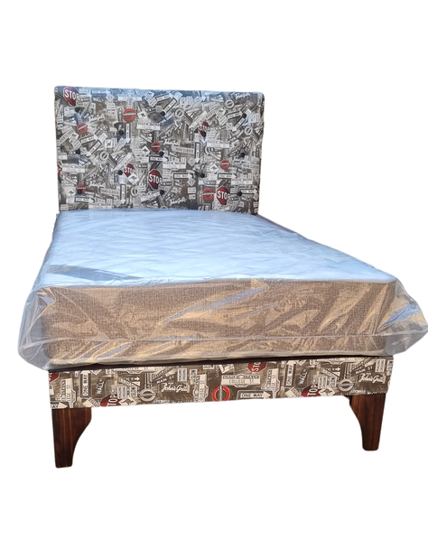 Cama Europea 1.5P Respaldo One Whay Colchon Resorte Bonnell Marver -0