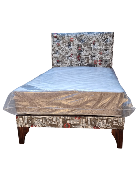 Cama Europea 1.5P Respaldo One Whay Colchon Resorte Bonnell Marver -3