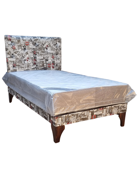 Cama Europea 1.5P Respaldo One Whay Colchon Resorte Bonnell Marver -1