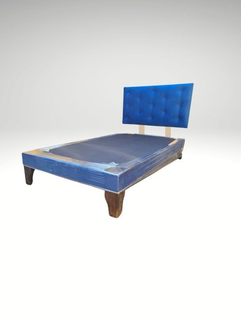 Base 1.5P + Respaldo Botoné  Azul Rey Felpa-1