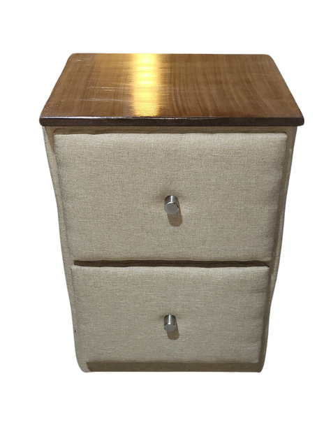 Veladores Doble Cajón Beige Lino Muebles Rimar-0