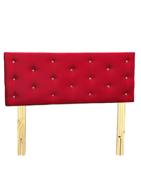 RESPALDO 2 PLAZAS ROJO BOTON DIAMANTE FELPA -3