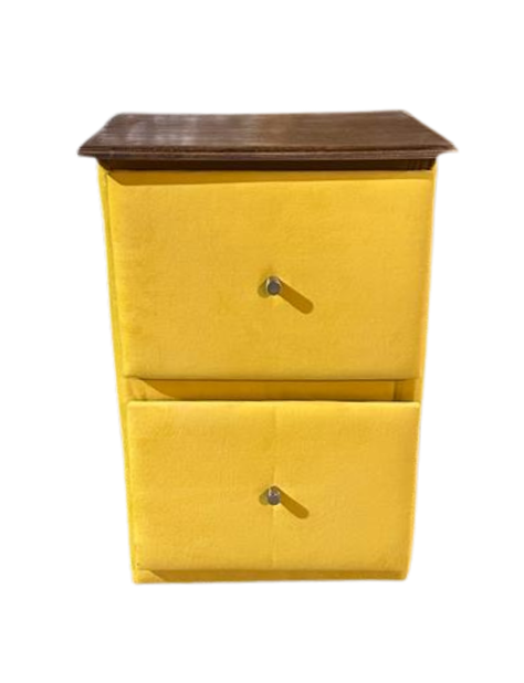 Veladores Doble Cajón Amarillo Felpa -0