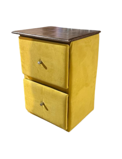Veladores Doble Cajón Amarillo Felpa -3