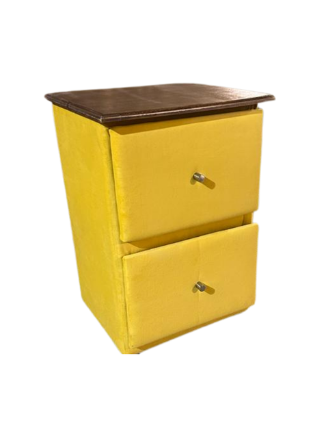 Veladores Doble Cajón Amarillo Felpa -1