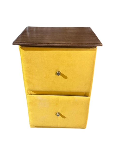 Veladores Doble Cajón Amarillo Felpa -2