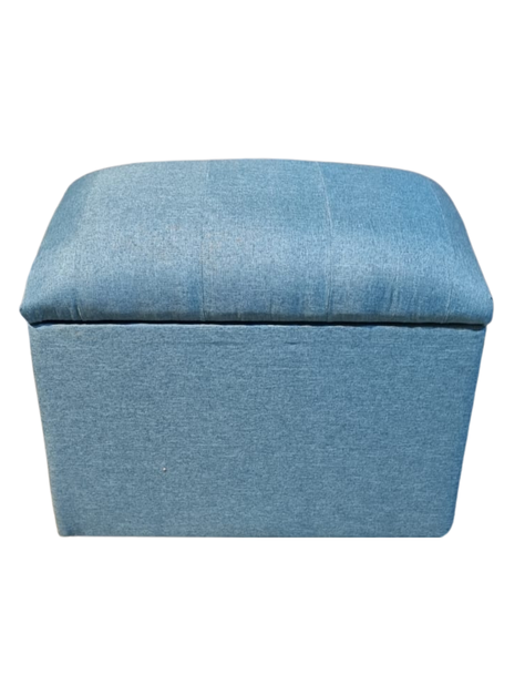 Banqueta Baul Tubular Turquesa Lino 60x35x50 Rimar-0