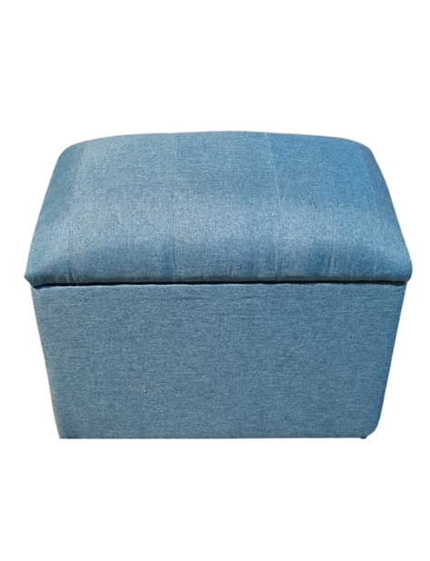 Banqueta Baul Tubular Turquesa Lino 60x35x50 Rimar-3