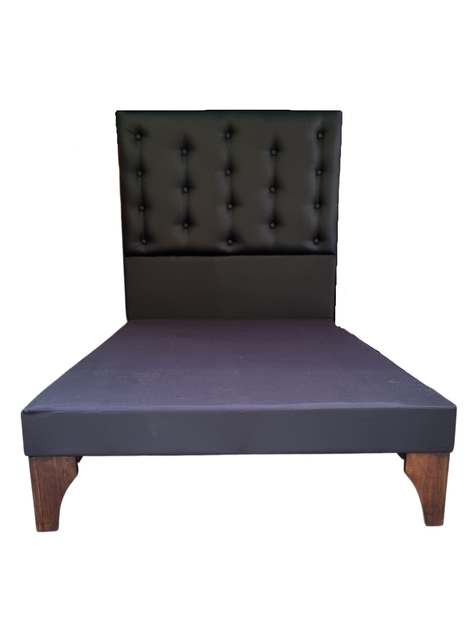 Cama 1.5P +Respaldo a Piso Negro + Colchón -3