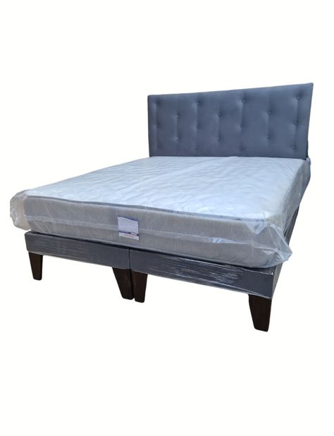 Cama Europea 2Plazas Gris Oscuro Felpa -2