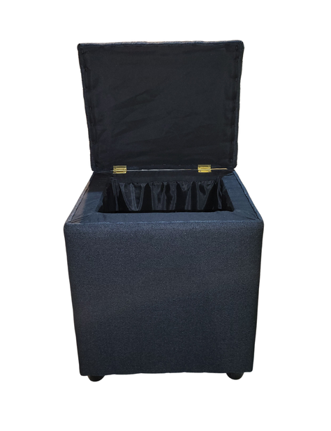 Pouf Baul Capitone Negro Lino Rimar-4