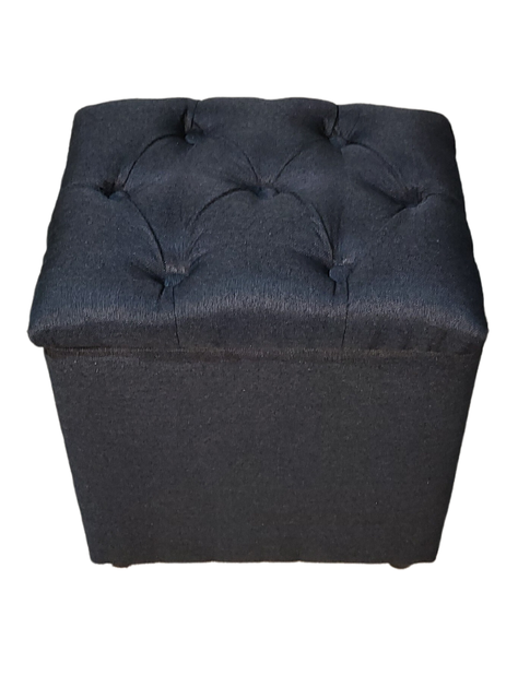 Pouf Baul Capitone Negro Lino Rimar-0