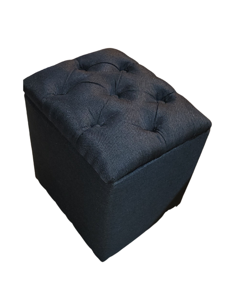 Pouf Baul Capitone Negro Lino Rimar-2