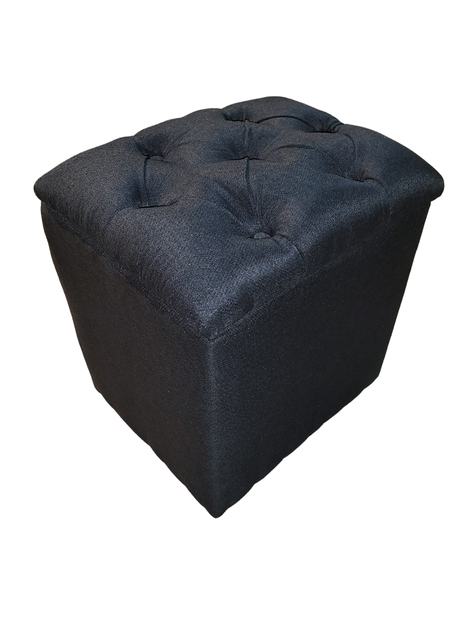 Pouf Baul Capitone Negro Lino Rimar-1