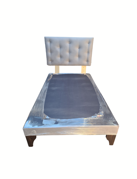 Base 1.5P + Respaldo Botone Gris Claro Felpa Muebles Rimar-1