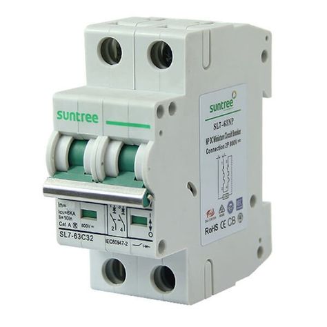 Interruptor Automático Dc 6a 550v 2p Bipolar Solar Sl7n-63-0