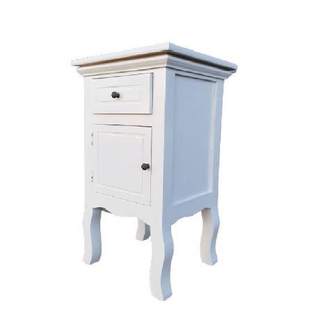 Velador blanco cajón y puerta-0