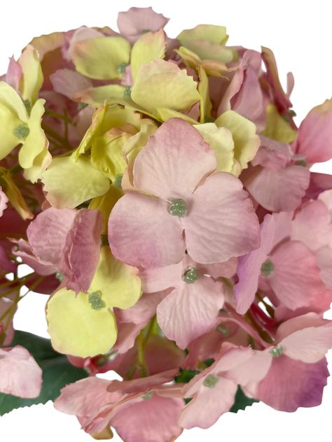 Hortensia Rosa Amarillo Con Hojas 82cm-2