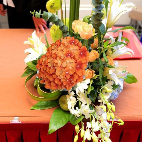 FLOR DECORATIVA COREL HORTENSIA NARANJA CLARA 52CM-3