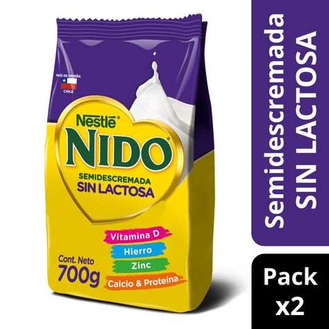 Pack Leche en polvo NIDO® Semidescremada Sin Lactosa Bolsa 700g x2-0