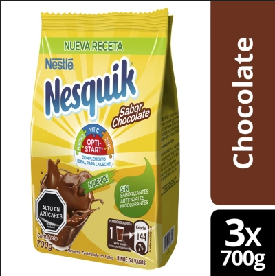 Saborizante para Leche NESQUIK® OPTISTAR® Chocolate Bolsa 700g Pack X3-0