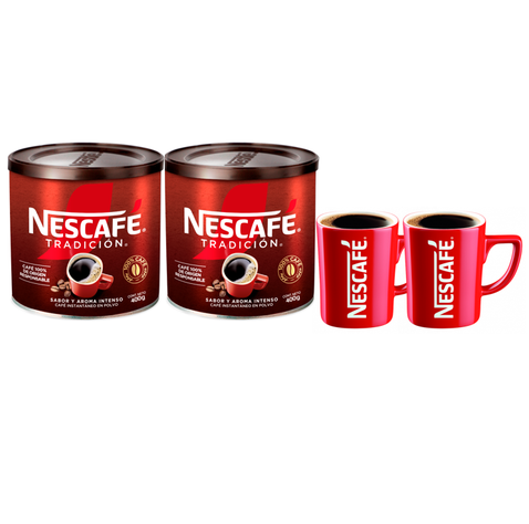 Pack Café Café NESCAFÉ® Tradición 400g x2 + 2 Tazones-0